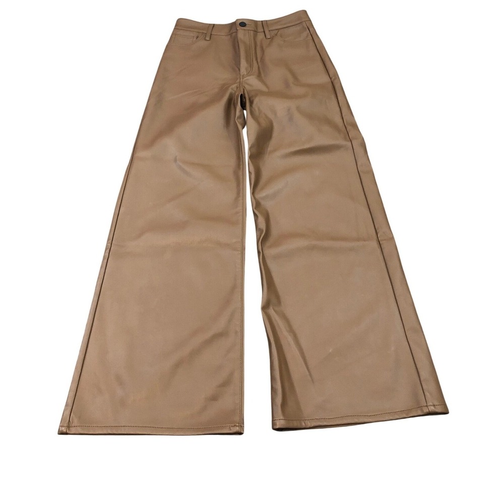 Joe's Jeans Wide Leg Pants Womens 26 Caramel Brown Faux Leather High Rise